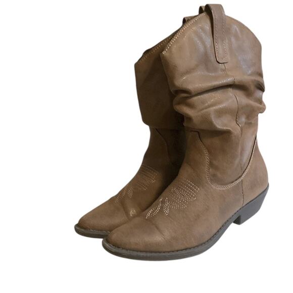 STYLE & CO Dannaa Western Cowboy Boots - Size 6 Brown Pull On - Picture 5 of 11